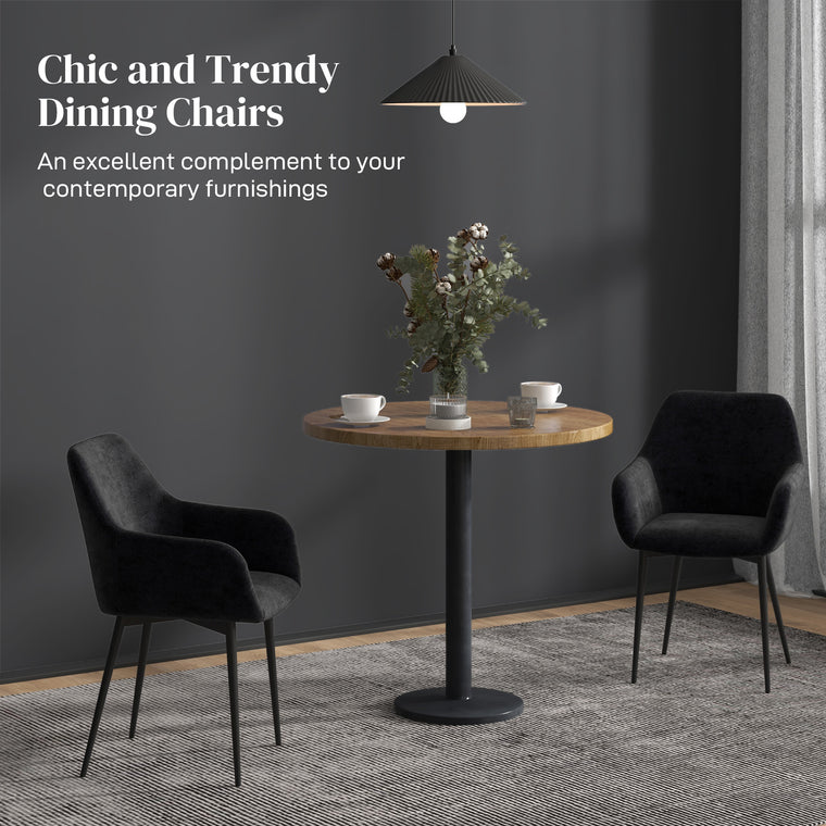 Velvet Dining Chairs Set of 2 with Armrests