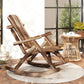 Wooden Outdoor Rocking Chair, Oversized Adirondack Patio Rocker with High Back and Slatted Seat, Carbonized