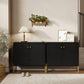 Sideboard, Modern Buffet Cabinet, Coffee Bar Cabinet with Fluted Doors and Adjustable Shelf, Black