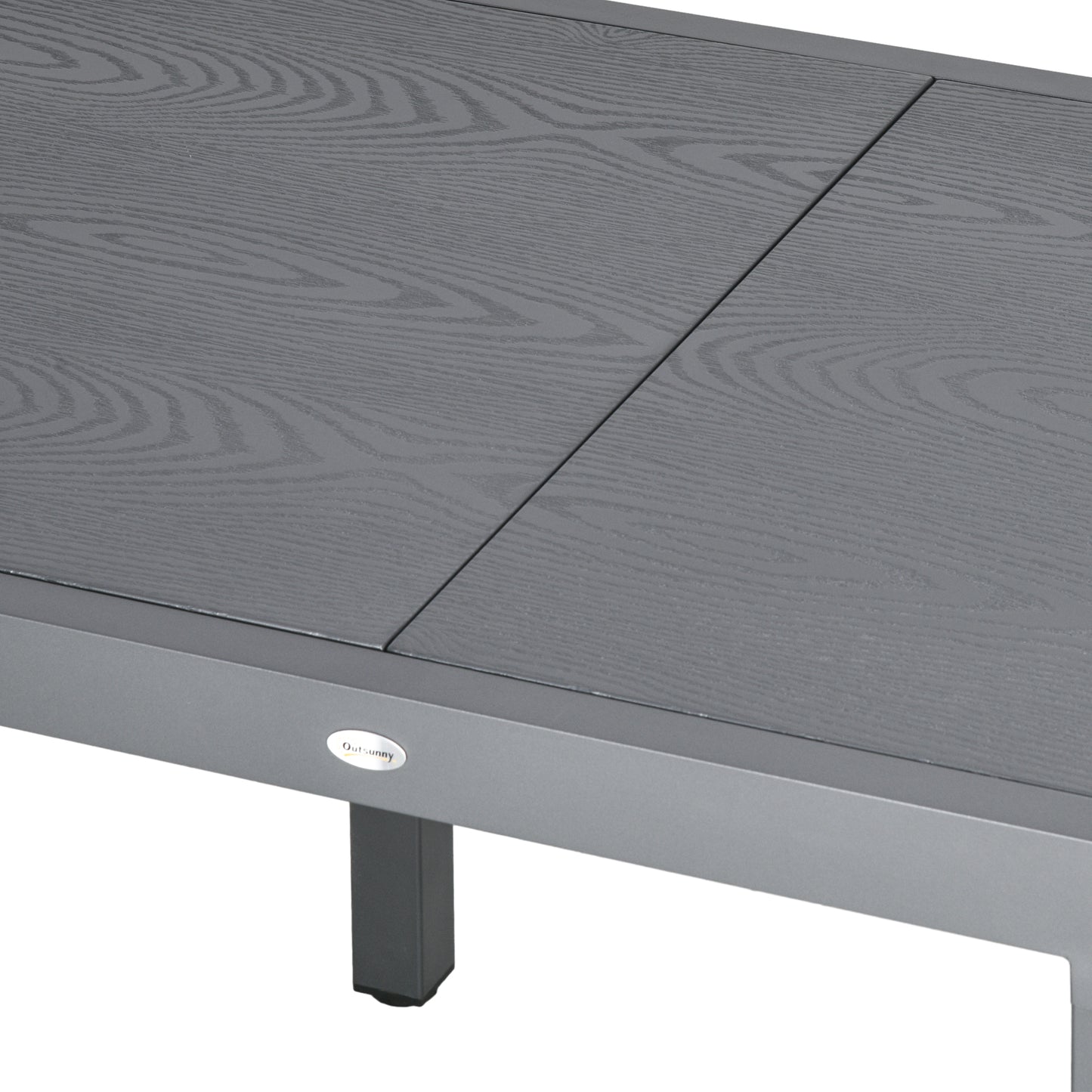 31.5"-63" Extendable Outdoor Dining Table for 4-6 with Aluminium Frame, Steel Tabletop Dark Grey