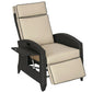 Outdoor Recliner Chair with Adjustable Backrest, Cushion, Side Tray, Black