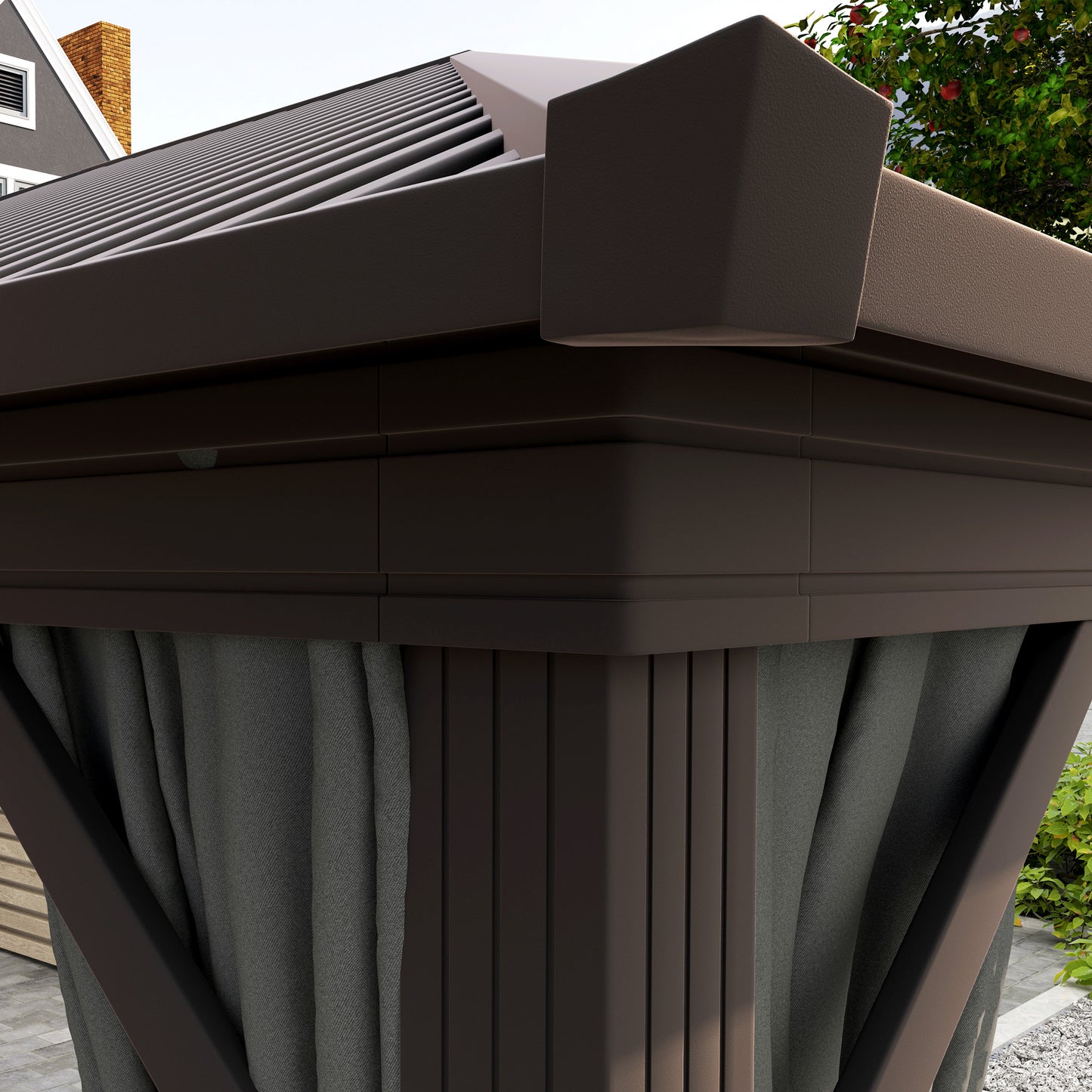 10' x 12' Outdoor Hardtop Gazebo Metal Roof Patio Gazebo with Aluminum Frame, Mesh Nettings, Dark Grey