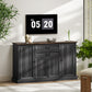 Farmhouse Sideboard with Charging Station and Thickened Top, 58" Buffet Cabinet with 2 Soft-Close Drawers, Black