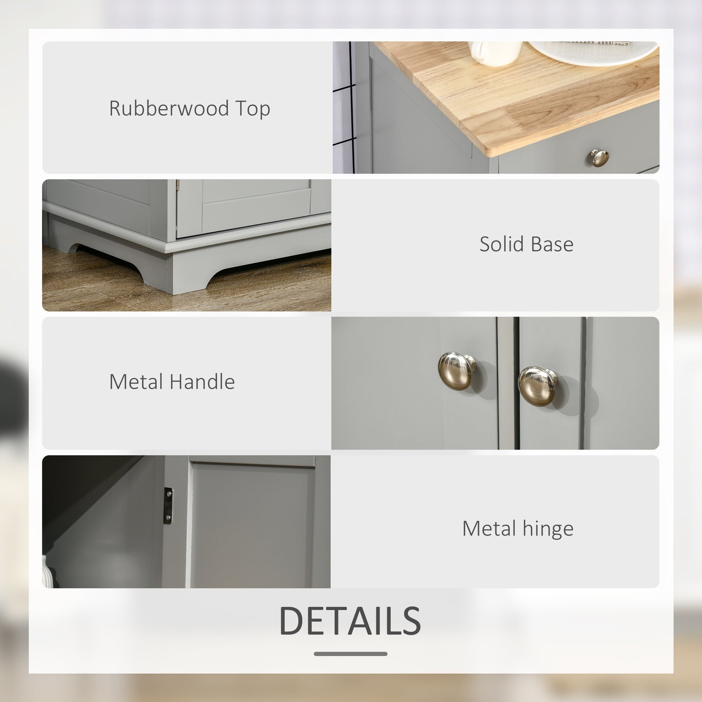 Modern Sideboard, Buffet Cabinet with Storage Cabinets, Drawers and Adjustable Shelves for Living Room, Grey