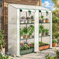 Portable Mini Greenhouse Green House with 3 Tier Shelves, Reinforced PE Cover, Roll-up Doors, 56.3"x18.1"x59.4", White