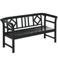 Wooden Outdoor Bench, 3 Person Patio Garden Bench with Diamond Pattern Backrest, Slatted Seat, 792 LBS Capacity, Black