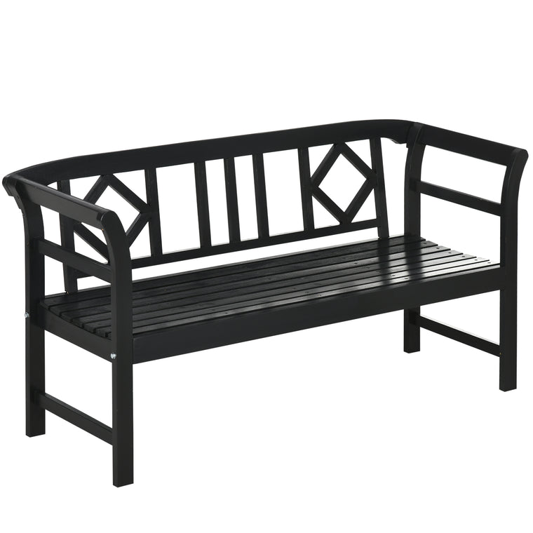 3-Person Wood Garden Bench with Diamond Backrest
