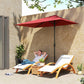 8ft Half Round Umbrella Outdoor Balcony Parasol Patio Garden Outdoor Window Sun Shade w/ 5 Ribs