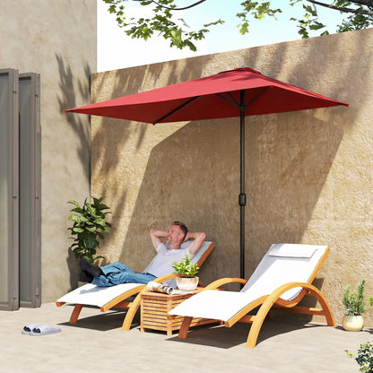 8' Half-Round Balcony Patio Umbrella with 5 Ribs