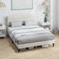 Queen Size Bed Frame with Upholstered Headboard, Modern Platform Bed Frame with Wood Slats, 1100 lbs Capacity, Cream
