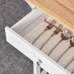 Modern Rolling Kitchen Island Cart with Drawer, Natural Wood Top, Towel Rack, Door Storage Cabinet, White