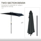 9.8ft Half Umbrella Semi Round Patio Parasol with Crank Handle, Top Vent for Garden, Balcony- NO BASE INCLUDED, Black