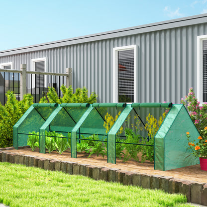 Green Portable Mini Tunnel Greenhouse with Zippered Doors