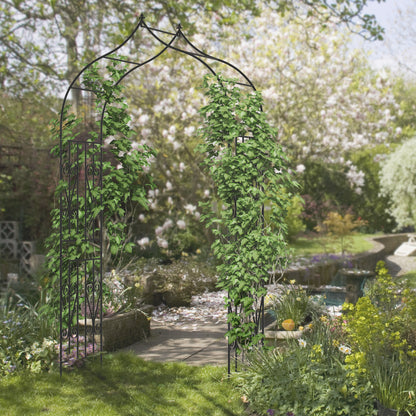 8.7FT Garden Arch Trellis with Scrollwork Design