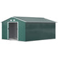 11' x 13' Practical Backyard Garden Storage Tool Shed with Double Sliding Door Garden Tool Shed with 4 Ventilation Slots, Green