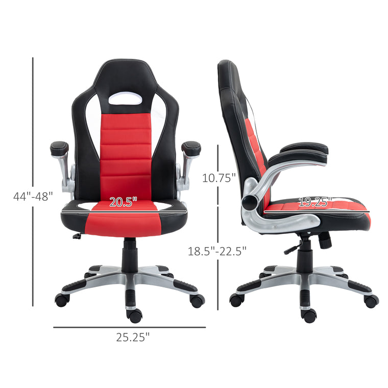 Racing Gaming Chair with Flip-Up Armrests - Red