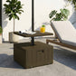 Patio Umbrella Weighted Base with Table Tray, Heavy Duty Umbrella Base with Wheels Handles, Brown