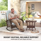 Outdoor Wicker Rattan Rocking Chair Patio Rocker with Thick Cushions for Garden Backyard Porch, Light Green