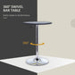 Modern Round Bar Table Adjustment Height Home Pub Bistro Desk Faux Leather Covered Wooden Top Chrome Base Black
