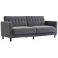 Convertible Bed with Couch, Button Tufted Fabric Sofa Bed with Adjustable Back for Living Room, Charcoal Grey