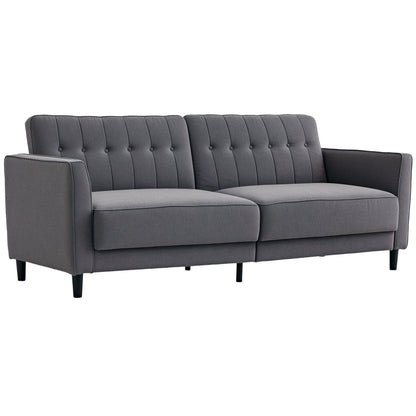 Convertible Tufted Sofa Bed with Adjustable Back - Charcoal Grey
