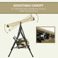 Outdoor 3-Seat Porch Swing with Canopy, Rattan Seat, Removable Cushion, Pillows and Steel Frame
