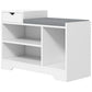Upholstered Shoe Storage Bench, Hallway Shoe Storage with Seat, Drawer, 3 Open Shelves for Entryway, White