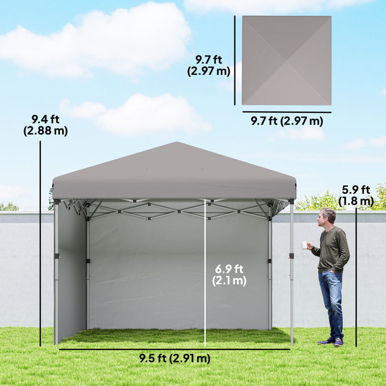 10' x 10' Grey Pop-Up Canopy with Sidewalls & Roller Bag