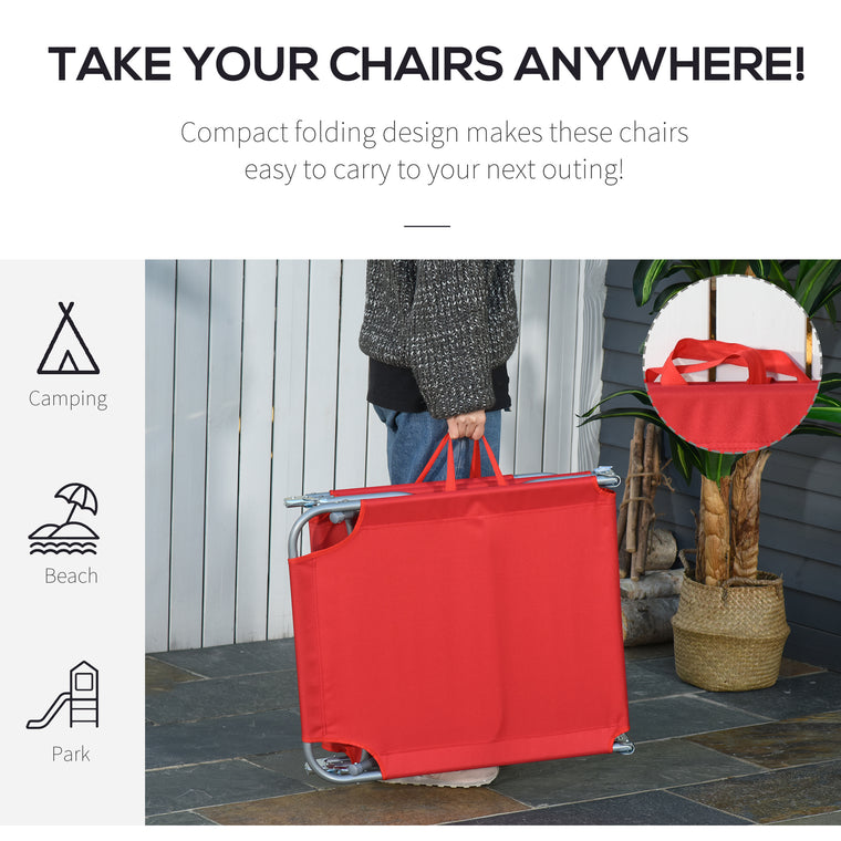 Red Folding Beach Lounger with Mesh Fabric