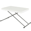 Folding Outdoor Patio Table, 3-Level Adjustable Camping Table Picnic Table with HDPE Top, Steel Legs, White