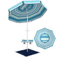 6 ft Portable Beach Umbrella with Foldable Table, Tilting Outdoor Sun Shade with Sand Anchor, Sandbag, Dark Blue