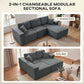 2-in-1 Modular L-Shape Sectional Sofa Bed - Dark Grey