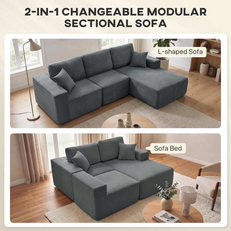 2-in-1 Modular L-Shaped Sofa Bed