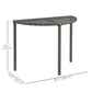 Half Round Side Table, PE Rattan Coffee Table with Metal Frame for Patio, Garden, Balcony, Grey