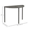 Half Round Side Table, PE Rattan Coffee Table with Metal Frame for Patio, Garden, Balcony, Grey