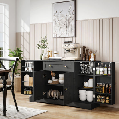 Farmhouse Sideboard with Barn Doors and Drawer