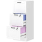 3 Drawer Filing Cabinet with Lock, Office Storage Cabinet with Adjustable Hanging Bars for A4 Letter Size Files, White