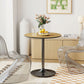 27.6" Round Kitchen Table for 2, Modern Small Dining Table with Wood Veneer, Steel Base for Dining Room, Natural