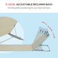 Set of 2 Beach Lounge Chair, Folding Ground Beach Mat w/ Adjustable Back, Steel Frame, Head Pillow and Carry Bag, Beige