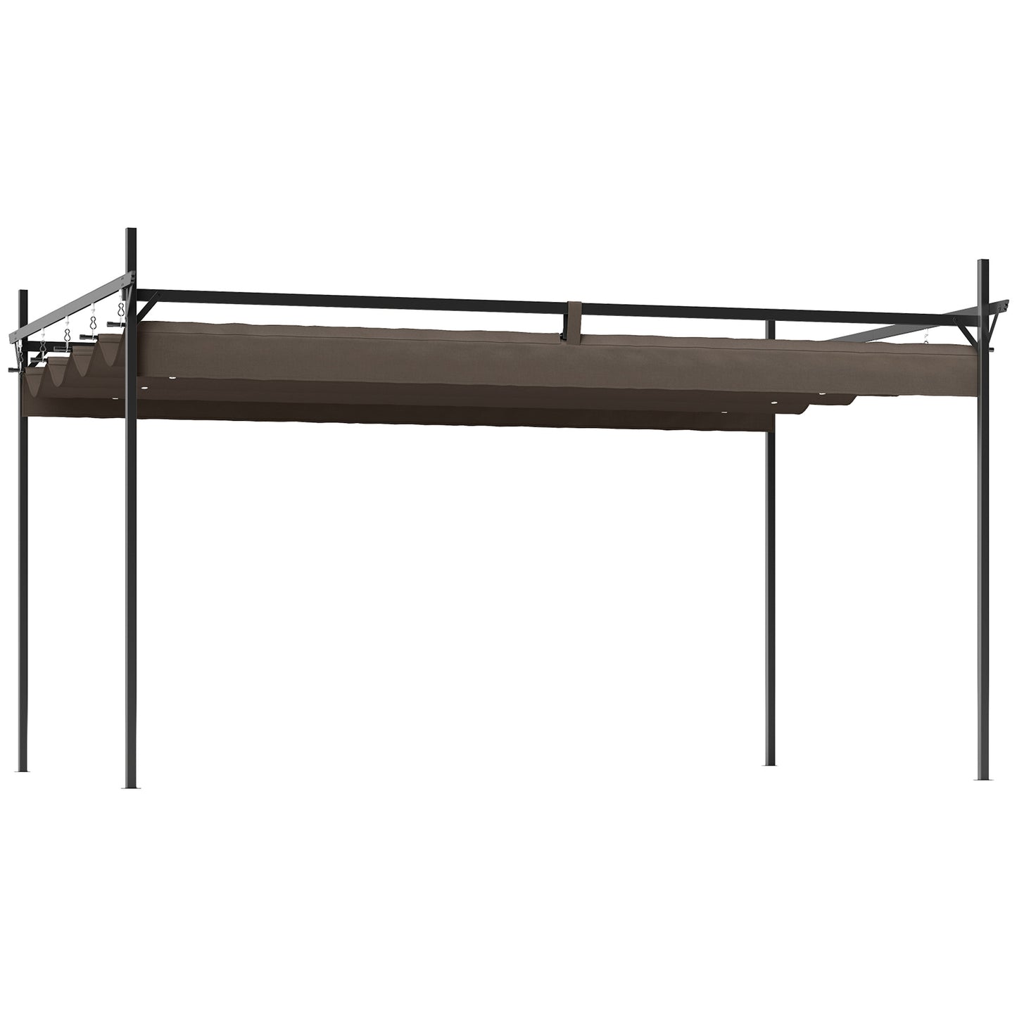 10' x 10' Outdoor Gazebo, UPF30+ Retractable Pergola Canopy, Free Standing Metal Pergola Kit, Brown