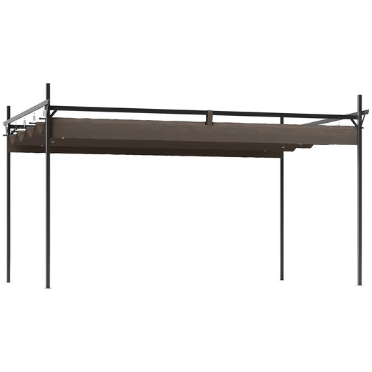 10' x 10' Outdoor Gazebo, UPF30+ Retractable Pergola Canopy, Free Standing Metal Pergola Kit, Brown