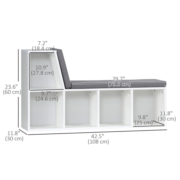 5-Cube Bookcase with Reading Nook - Grey