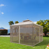 10' x 10' Brown Steel Gazebo with Curtains & Display Shelves