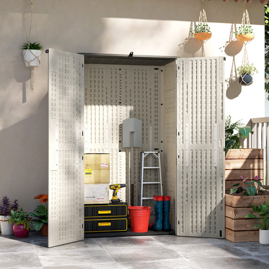 368 Gallon Outdoor Storage Cabinet with Openable Top and Lockable Doors for Lawnmower, Trash Can, Patio Accessories