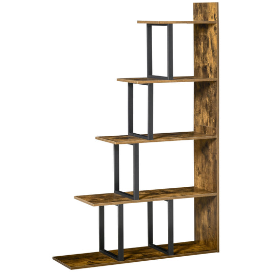 5-Tier Ladder Bookshelf - Rustic Brown