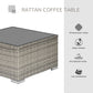 Rattan Garden Coffee Table, 25.6" Square Garden Rattan Table with Tempered Glass Top, Grey