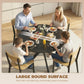 39" Dining Table, Contemporary Round Kitchen Table with Steel Legs, Black Wood Grain