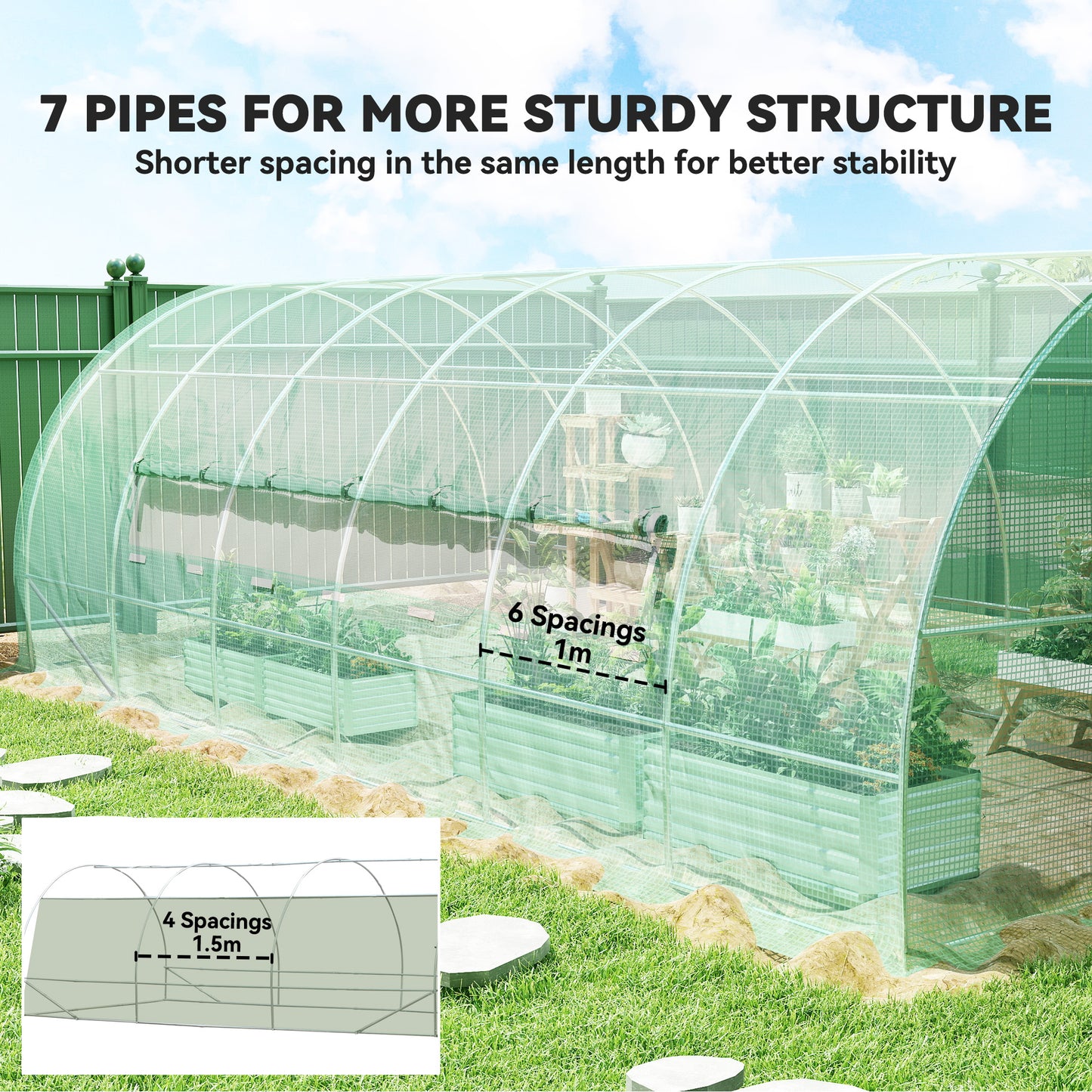 20x10x6.6ft Heavy Duty Outdoor Walk-in Tunnel Greenhouse Portable Garden Planting Warm House with PE Cover Green
