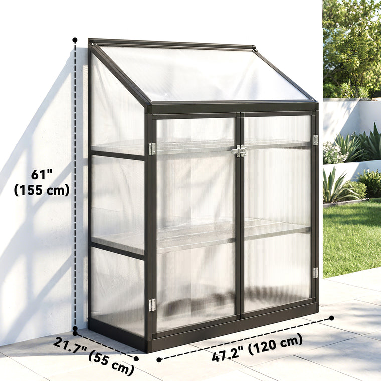 Polycarbonate Greenhouse with Tiered Shelves