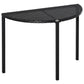 Half Round Side Table, PE Rattan Coffee Table with Metal Frame for Patio, Garden, Balcony, Black